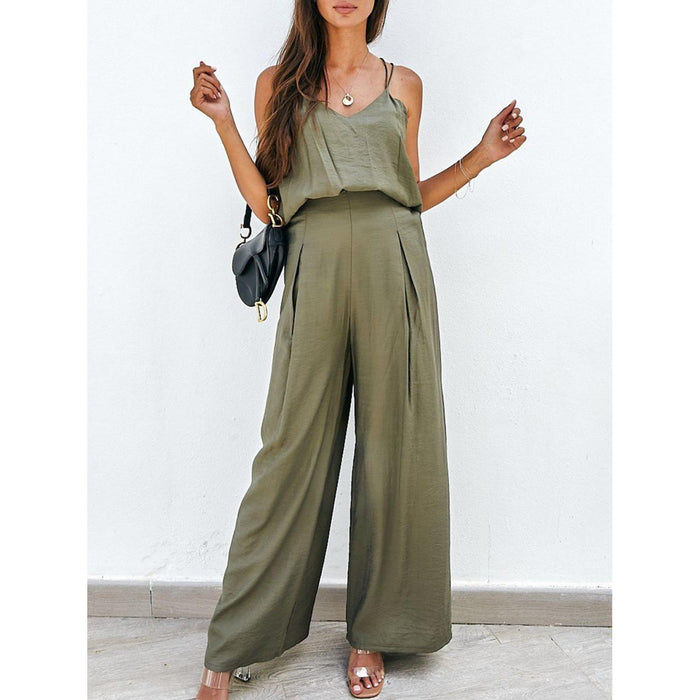 Spaghetti Strap Cami and Wide Leg Pants Set