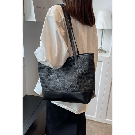 PU Leather Straps Large Tote Bag