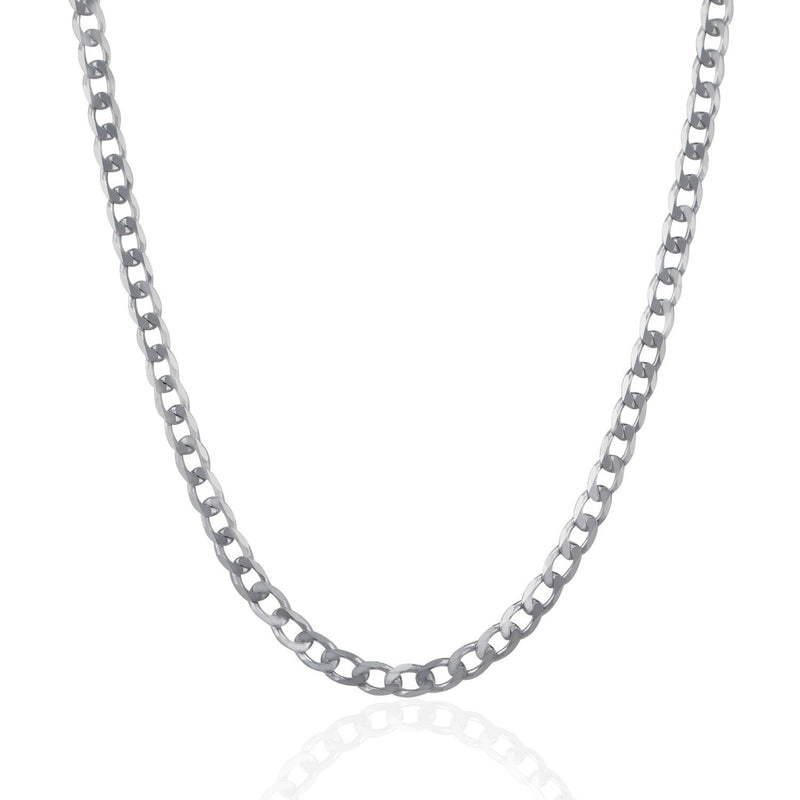 Bids.com Rhodium Plated 4.7mm Sterling Silver Curb Style Chain Necklaces