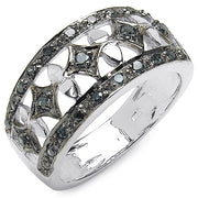 Bids.com 0.29 Carat Genuine Blue Diamond .925 Sterling Silver Ring Rings
