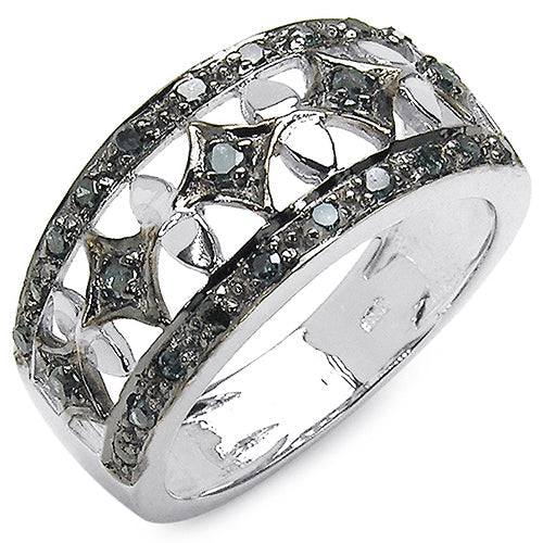 Bids.com 0.29 Carat Genuine Blue Diamond .925 Sterling Silver Ring Rings