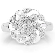 Bids.com 14K Yellow Gold Plated 0.28 Carat Genuine White Diamond .925 Sterling Silver Ring Rings