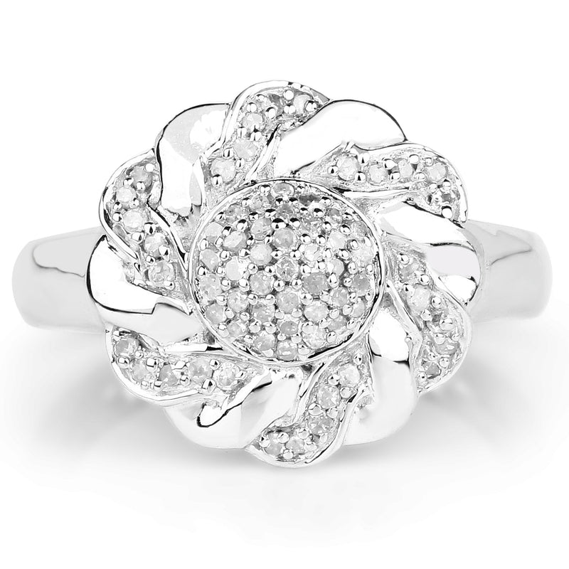 Bids.com 14K Yellow Gold Plated 0.28 Carat Genuine White Diamond .925 Sterling Silver Ring Rings