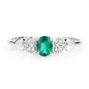 Bids.com 0.36 Carat Genuine Zambian Emerald and White Diamond 14K White Gold Ring Rings