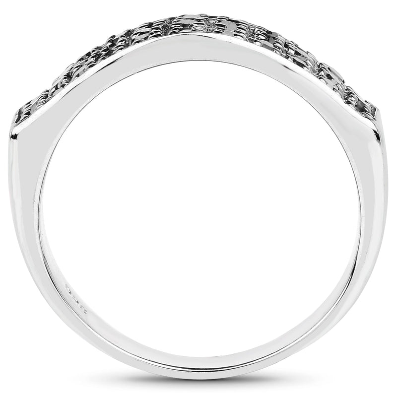 Bids.com 0.35 Carat Genuine Black Diamond .925 Sterling Silver Ring Rings