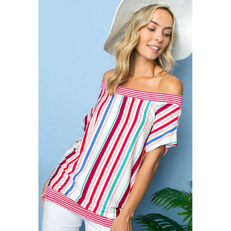 Multi Stripe Off Shoulder Top