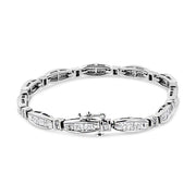 Bids.com 14K White Gold 2.0 Cttw Princess and Round Diamond Bar and Link Bracelet (I-J Color, I1-I2 Clarity) - 7.25" Inches Bracelets