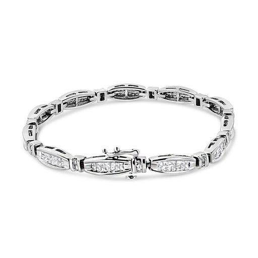 Bids.com 14K White Gold 2.0 Cttw Princess and Round Diamond Bar and Link Bracelet (I-J Color, I1-I2 Clarity) - 7.25" Inches Bracelets