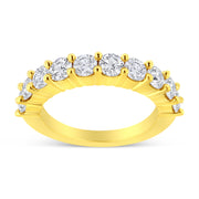 Bids.com 14K Yellow Gold Plated .925 Sterling Silver 2.0 Cttw Round Brilliant Cut Diamond 10 Stone Anniversary Band Ring (J-K Color, I1-I2 Clarity) - Size 7 Rings