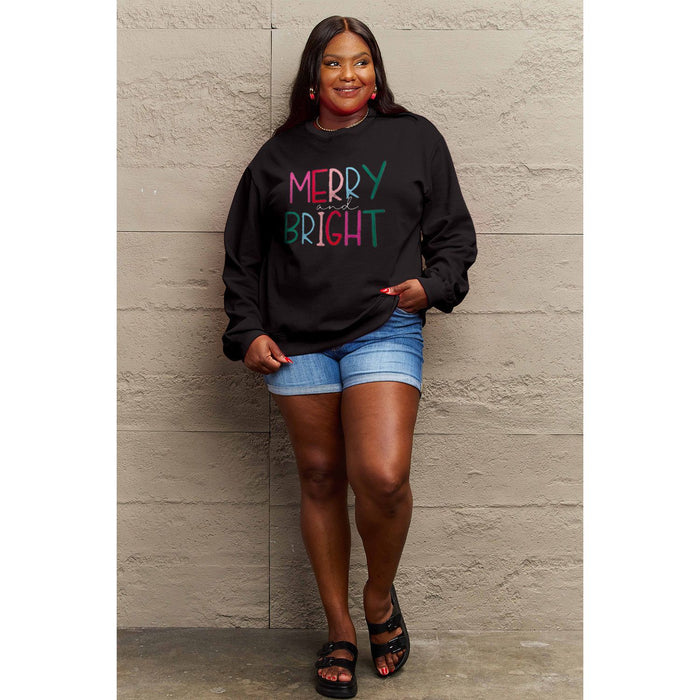 Simply Love MERRY AND BRIGHT Graphic Sweatshirt