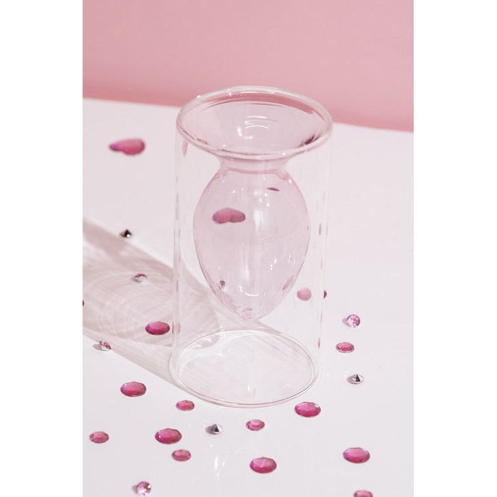 Double Layer Transparent Glass Vase - Pink