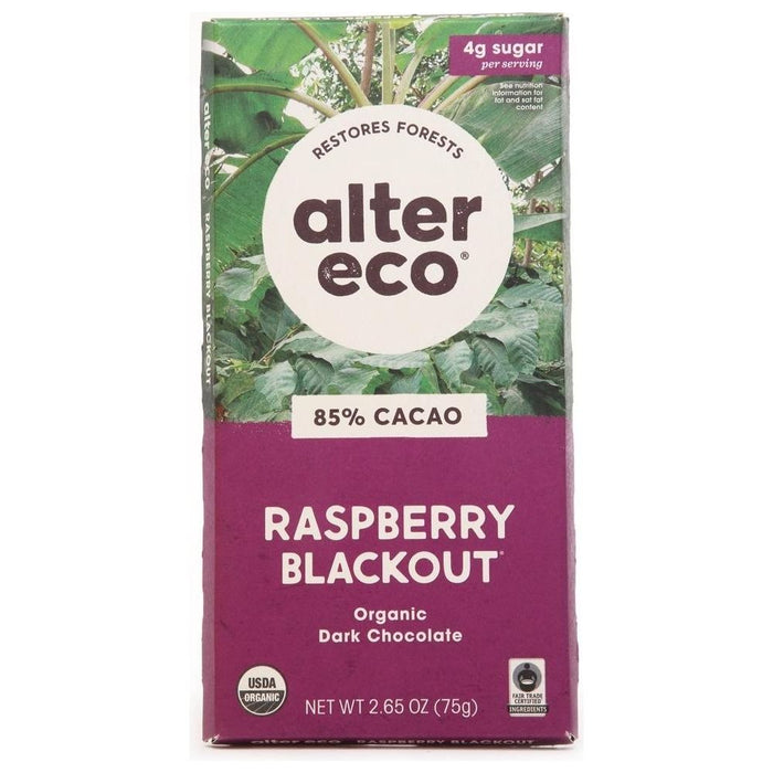 Alter Eco - Chocolate Raspberry Blkout 85% (Pack of 12 2.65 Oz )