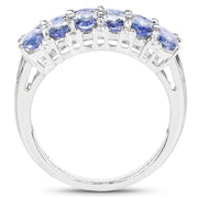 Bids.com 3.16 Carat Genuine Tanzanite & White Topaz .925 Sterling Silver Ring Rings