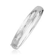 Bids.com Classic Floral Carved Bangle in 14k White Gold (8.0mm) Bracelets