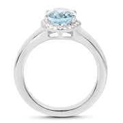 Bids.com 2.63 Carat Genuine  Blue Topaz and White Topaz .925 Sterling Silver Ring Rings