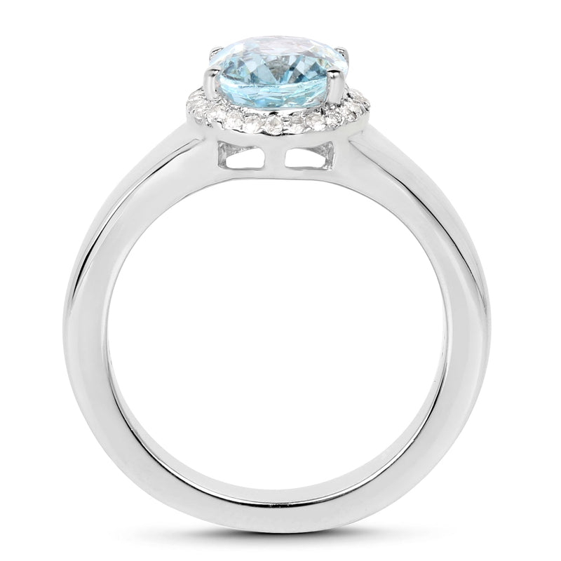 Bids.com 2.63 Carat Genuine  Blue Topaz and White Topaz .925 Sterling Silver Ring Rings