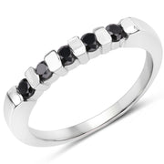 Bids.com 0.50 Carat Genuine Black Diamond .925 Sterling Silver Ring Rings