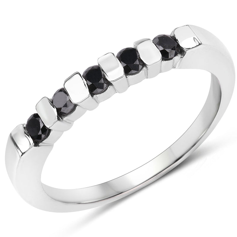 Bids.com 0.50 Carat Genuine Black Diamond .925 Sterling Silver Ring Rings