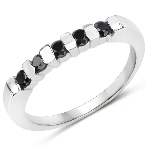 Bids.com 0.50 Carat Genuine Black Diamond .925 Sterling Silver Ring Rings