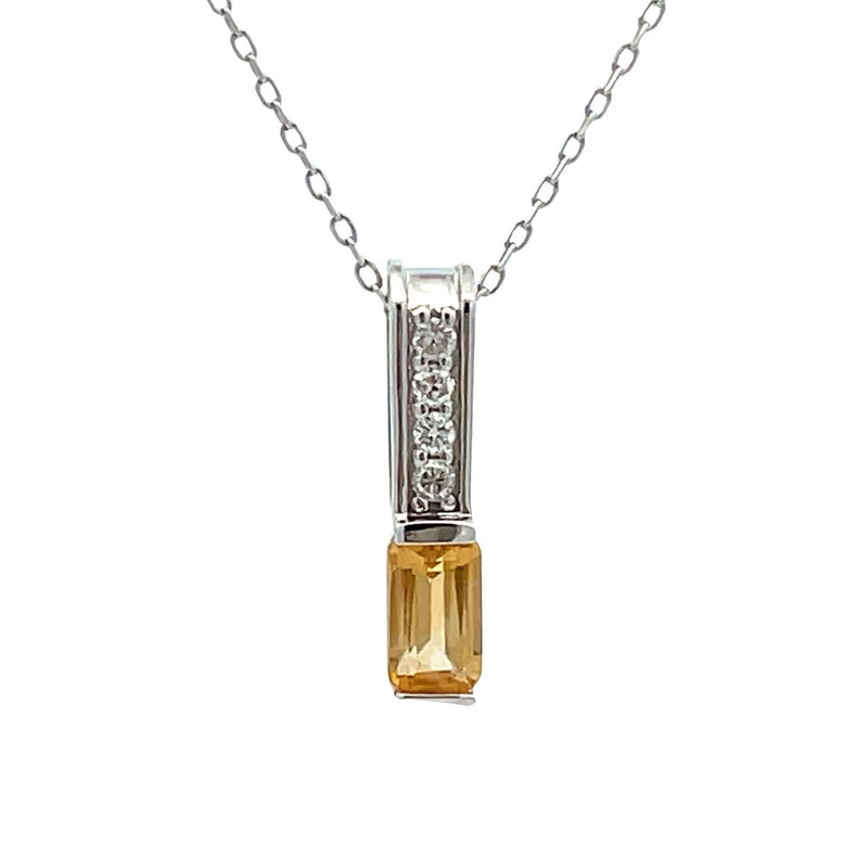 Bids.com .06ct Citrine Diamond Fashion Pendants 10KT White Gold Pendants