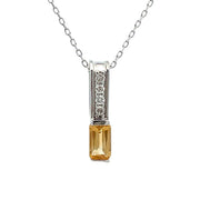 Bids.com .06ct Citrine Diamond Fashion Pendants 10KT White Gold Pendants