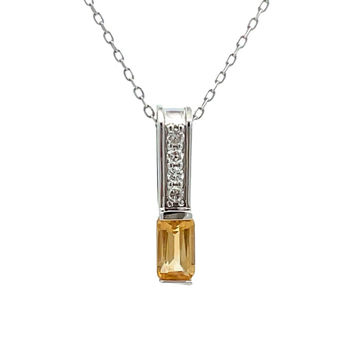 Bids.com .06ct Citrine Diamond Fashion Pendants 10KT White Gold Pendants