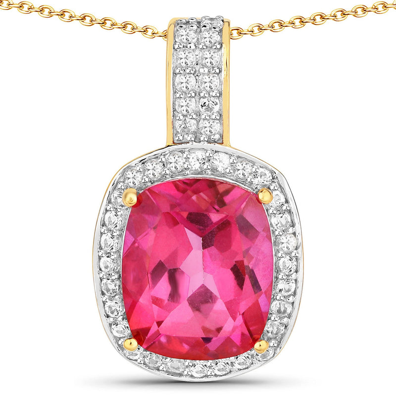 Bids.com 6.87 Carat Genuine Pink Topaz and White Topaz .925 Sterling Silver Pendant Pendants