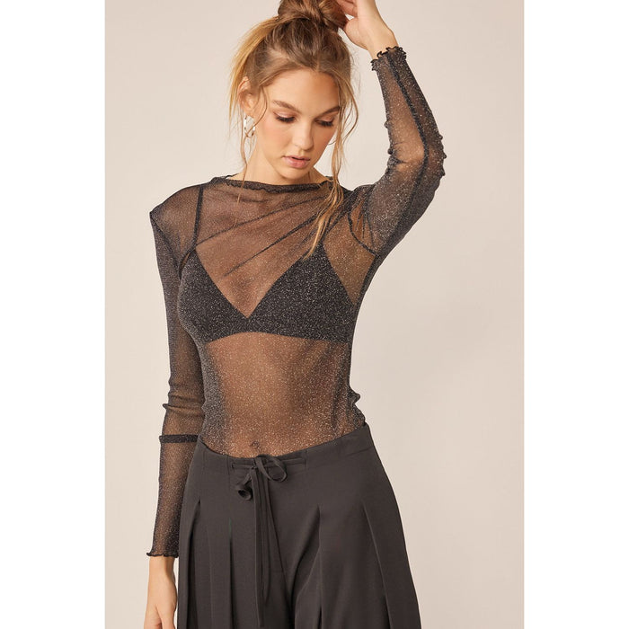 Idem Ditto Sparkling Glitter Long Sleeve Sheer Top