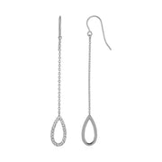Bids.com Textured Pear Shaped Long Drop Earrings in 14k White Gold Earrings