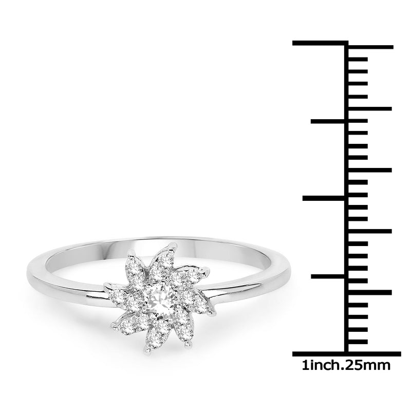 Bids.com 0.18 Carat Genuine White Diamond 14K White Gold Ring (E-F-G Color, SI Clarity) Rings