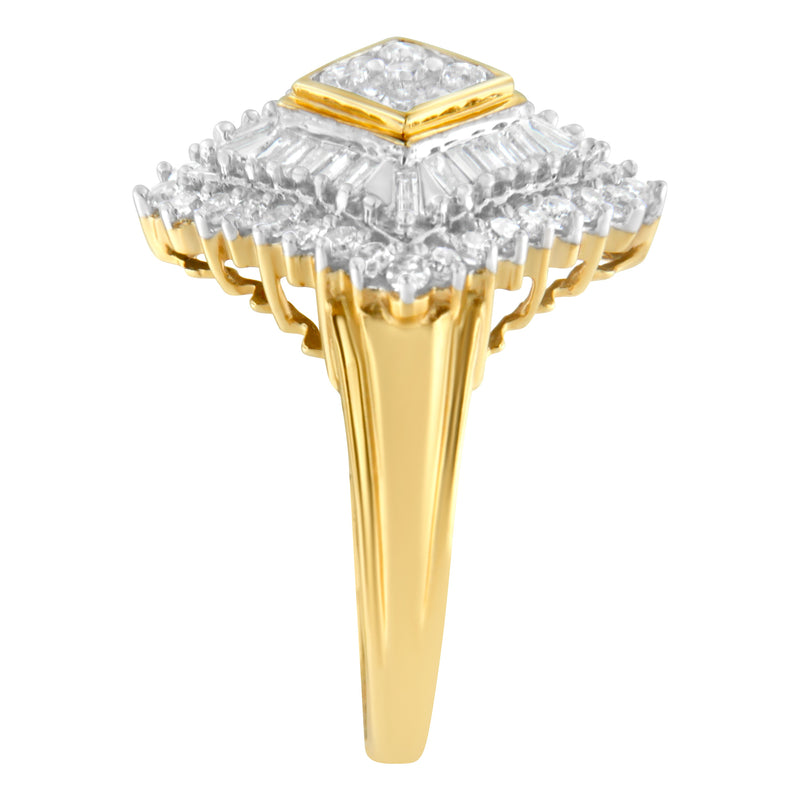 Bids.com 10K Yellow Gold Diamond Ballerina Ring (1 Cttw, I-J Color, I1-I2 Clarity) - Size 7 Rings