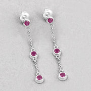 Bids.com 0.78 Carat Genuine Ruby .925 Sterling Silver Earrings Earrings