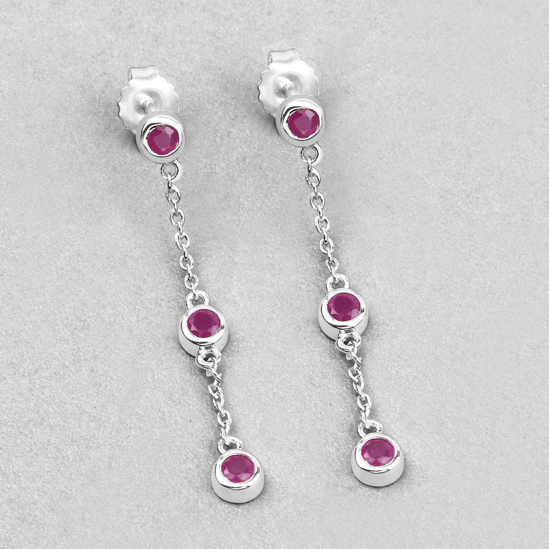 Bids.com 0.78 Carat Genuine Ruby .925 Sterling Silver Earrings Earrings