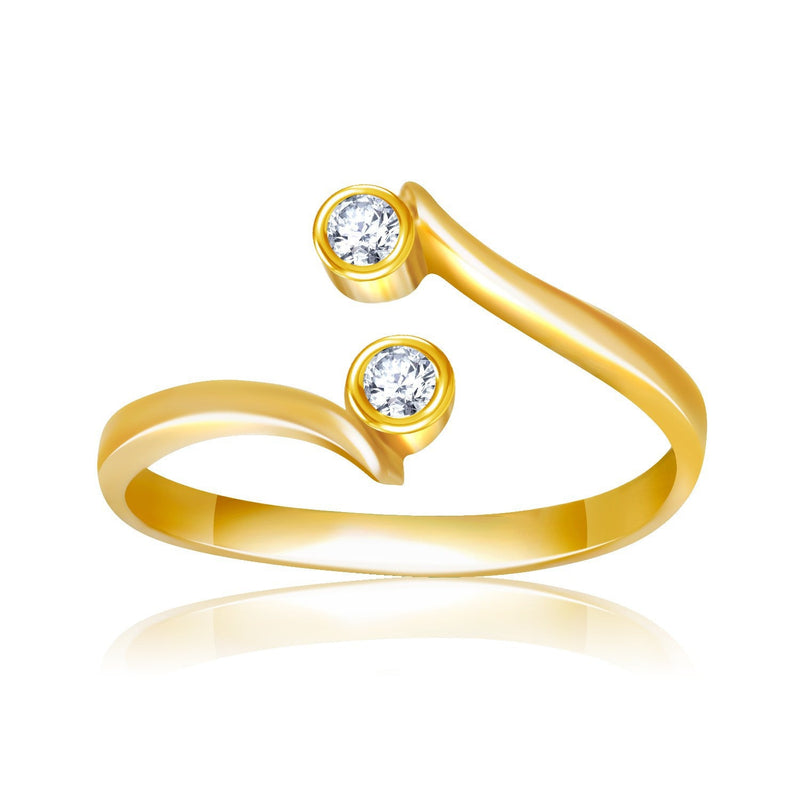 Bids.com 14k Yellow Gold Cubic Zirconia Accented Curve Ended Toe Ring Rings