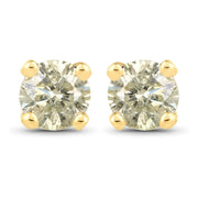 Bids.com 0.92 Carat Genuine LB Diamond 14K Yellow Gold Earrings Earrings