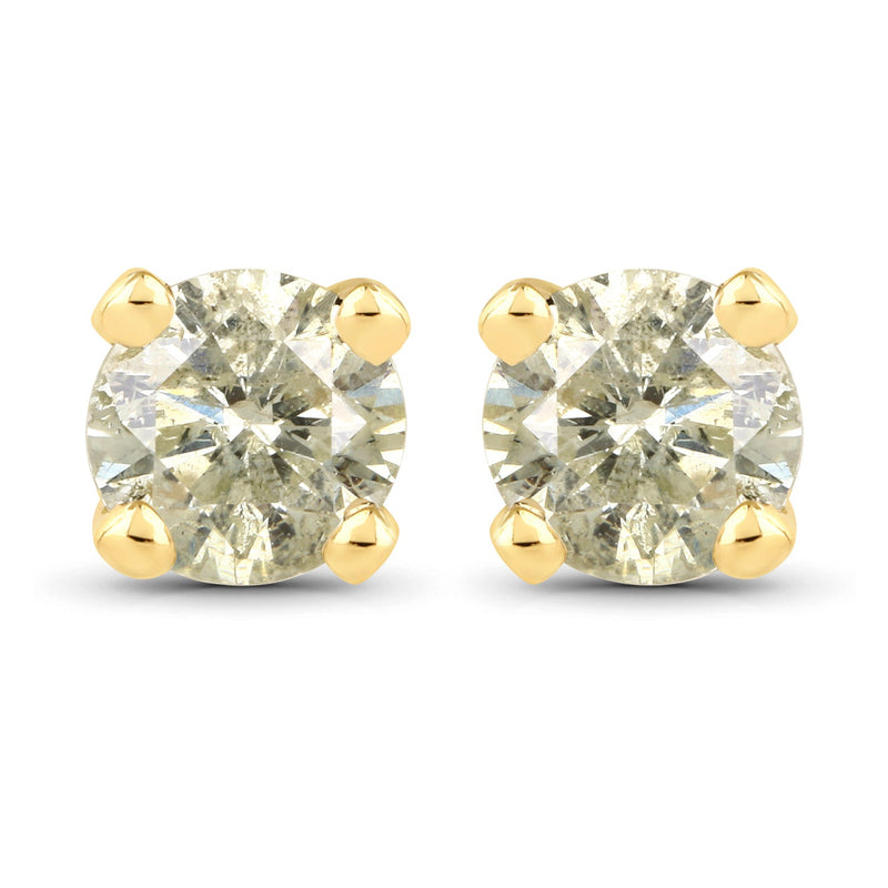 Bids.com 0.92 Carat Genuine LB Diamond 14K Yellow Gold Earrings Earrings