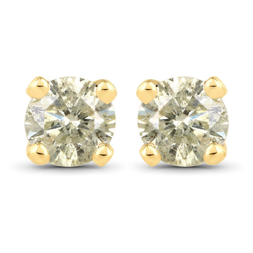 Bids.com 0.92 Carat Genuine LB Diamond 14K Yellow Gold Earrings Earrings