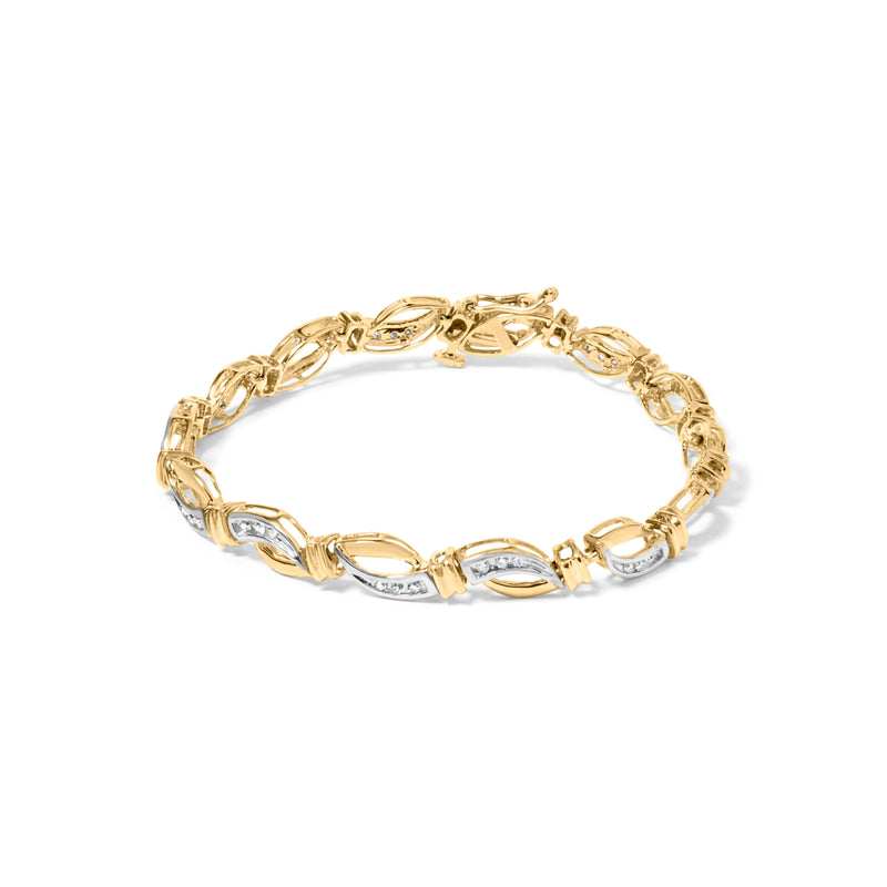 Bids.com 10K Yellow and White Gold 1/2 Cttw Channel Set Diamond Infinity Link 7" Tennis Bracelet (H-I Color, I1-I2 Clarity) Bracelets