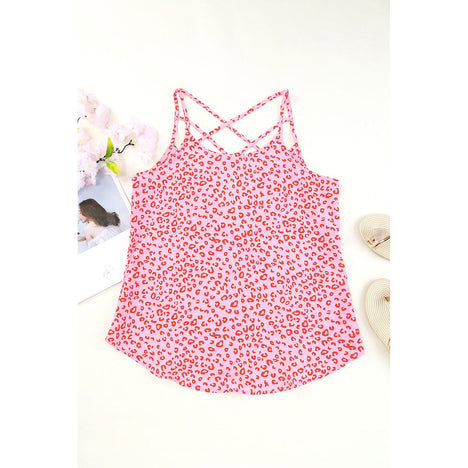 Cutout Leopard Round Neck Tank