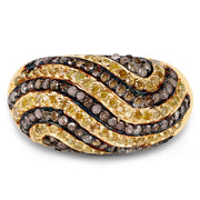Bids.com 14K Yellow Gold Plated 1.19 Carat Genuine Champagne Diamond and Yellow Diamond .925 Sterling Silver Ring Rings