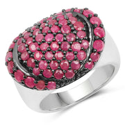 Bids.com 3.35 Carat Genuine Ruby .925 Sterling Silver Ring Rings