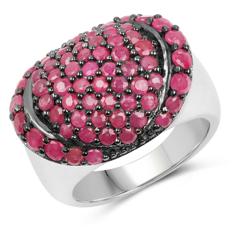 Bids.com 3.35 Carat Genuine Ruby .925 Sterling Silver Ring Rings