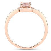 Bids.com 0.82 Carat Genuine Morganite and White Diamond 14K Rose Gold Ring Rings