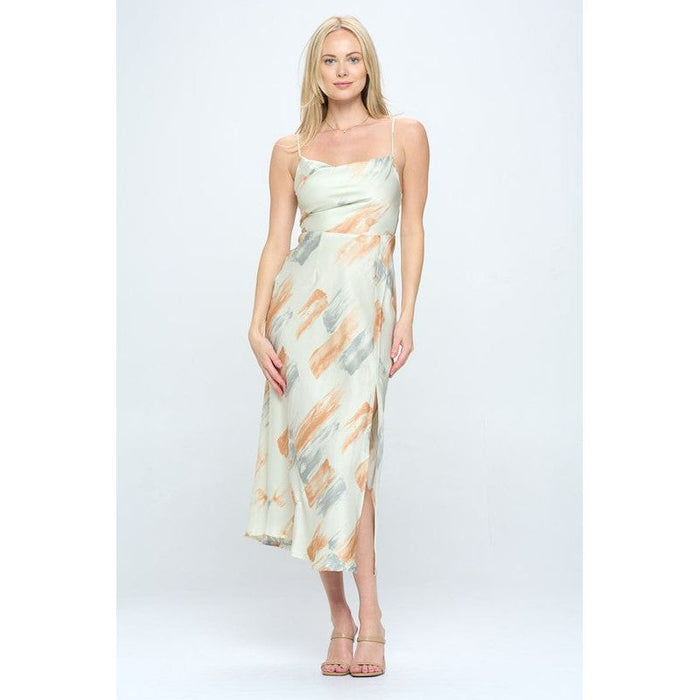 Paint Stroke Midi Slip Dress