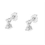 Bids.com 14K White Gold 1/4 Cttw Double Diamond Drop and Dangle Stud Earrings (H-I Color, SI1-SI2 Clarity) Earrings