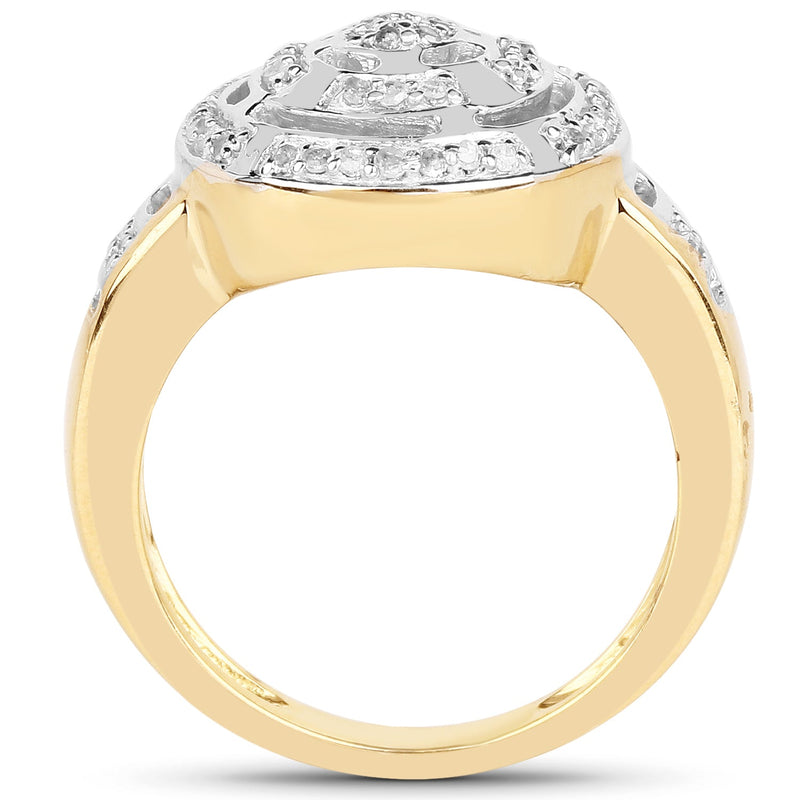 Bids.com 14K Yellow Gold Plated 0.21 Carat Genuine White Diamond .925 Sterling Silver Ring Rings