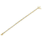 Bids.com 10K Yellow and White Gold 2.00 cttw Round and Baguette-Cut Diamond Link Bracelet (I-J Color, I2-I3 Clarity) - Size 7.25" Bracelets