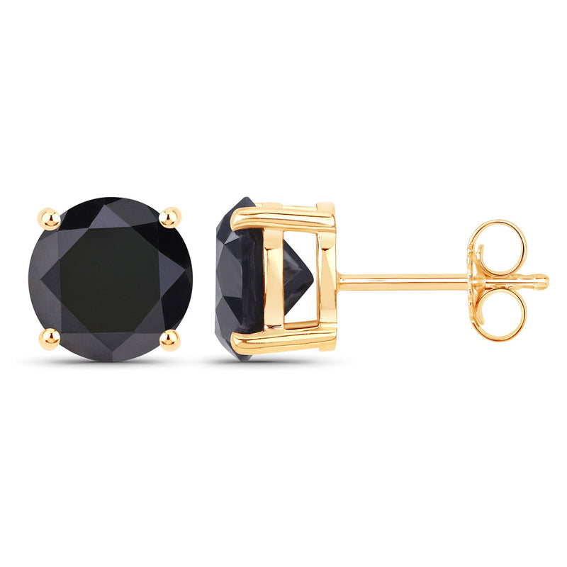Bids.com 3.84 Carat Genuine Black Diamond 14K Yellow Gold Earrings Earrings
