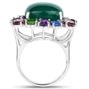 Bids.com 26.67 Carat Genuine Multi Stones .925 Sterling Silver Ring Rings