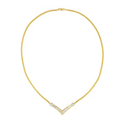 Bids.com 10K Yellow and White Gold 1/2 Cttw Princess Cut Diamond Channel-Set â€œVâ€ Shape 18" Franco Chain Necklace (H-I Color, SI2-I1 Clarity) Necklaces